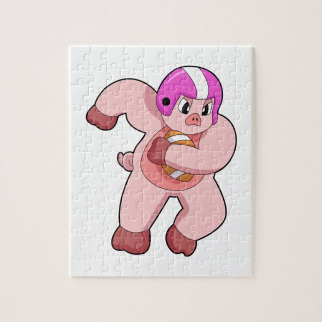 Pig at Football Sports Jigsaw Puzzle (Vertical)
