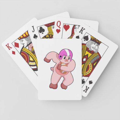 Pig at Football Sports Playing Cards