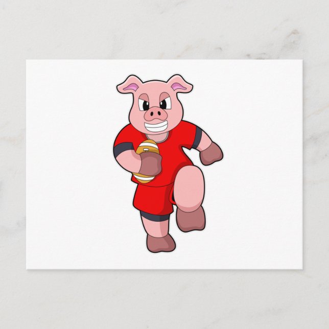 Pig at Football Sports Postcard (Front)