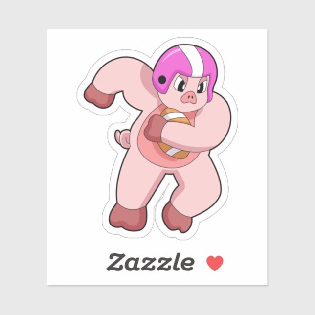 Pig at Football Sports Sticker (Sheet)
