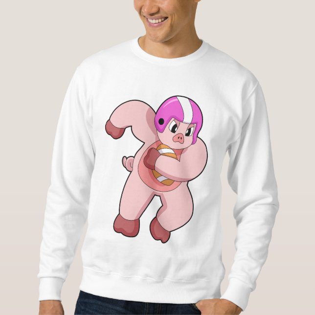 Pig at Football Sports Sweatshirt (Front)