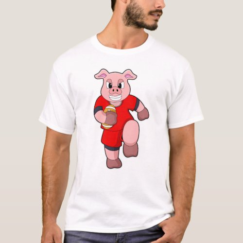 Pig at Football Sports T_Shirt