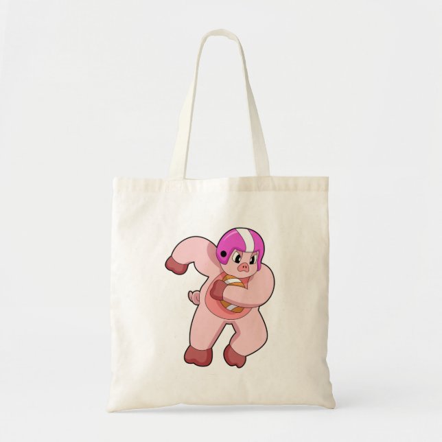 Pig at Football Sports Tote Bag (Front)