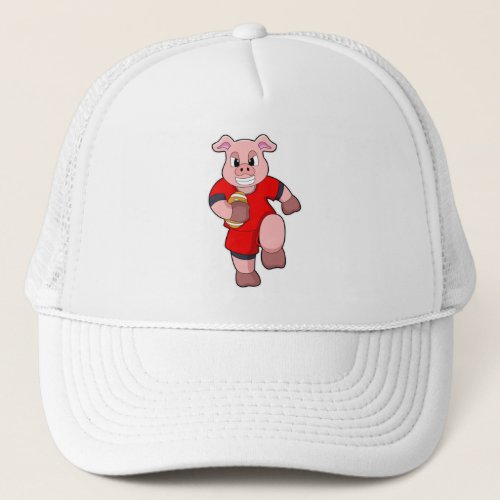 Pig at Football Sports Trucker Hat