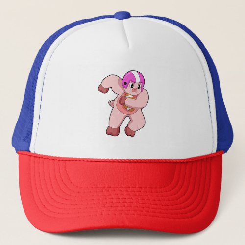 Pig at Football Sports Trucker Hat