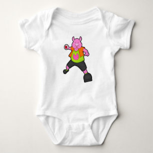 Pig at Handball player with Handball Baby Bodysuit