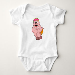 Pig at Jumping into Water Baby Bodysuit