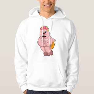 Pig at Jumping into Water Hoodie