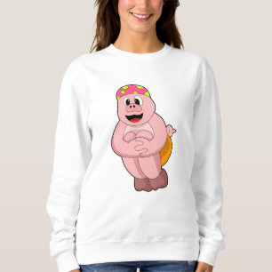 Pig at Jumping into Water Sweatshirt