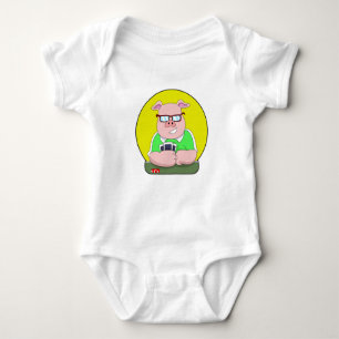 Pig at Poker with Cards Baby Bodysuit