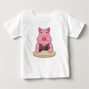 Pig at Poker with Poker cards Baby T-Shirt