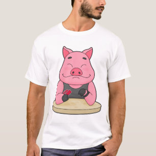Pig at Poker with Poker cards T-Shirt
