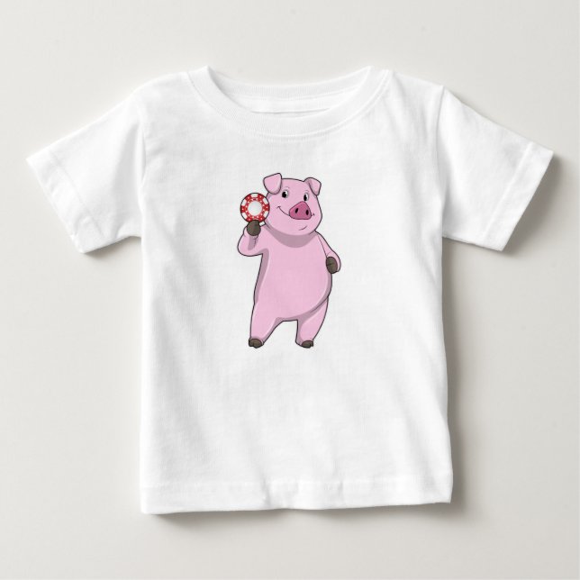 Pig at Poker with Poker chips Baby T-Shirt (Front)
