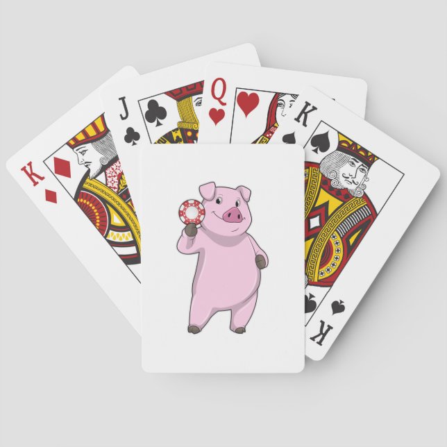 Pig at Poker with Poker chips Poker Cards (Back)