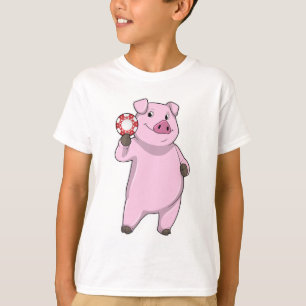 Pig at Poker with Poker chips T-Shirt