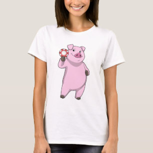 Pig at Poker with Poker chips T-Shirt