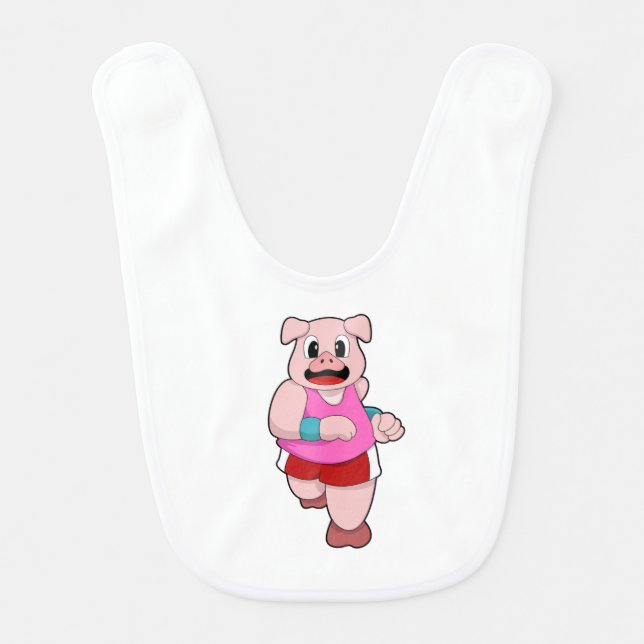 Pig at Running Baby Bib (Front)
