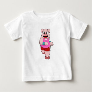 Pig at Running Baby T-Shirt