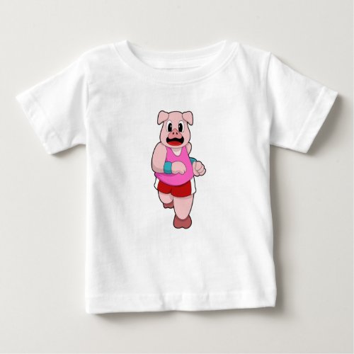 Pig at Running Baby T_Shirt