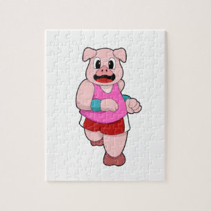 Pig at Running Jigsaw Puzzle