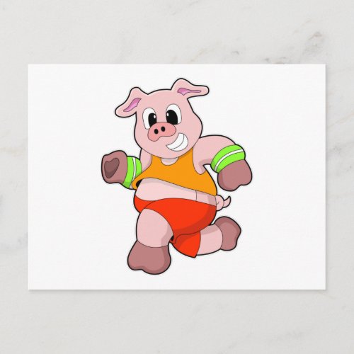 Pig at Running Postcard