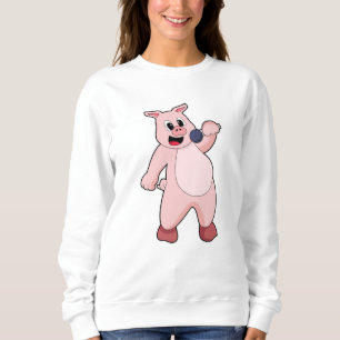 Pig at Singing with Microphone Sweatshirt