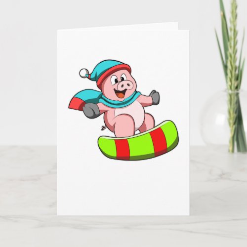 Pig at Snowboarding with Snowboard Card