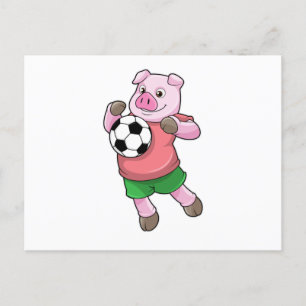 Pig at Soccer Sports Postcard