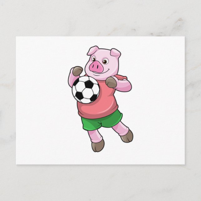 Pig at Soccer Sports Postcard (Front)