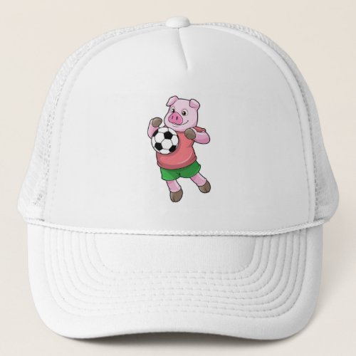 Pig at Soccer Sports Trucker Hat