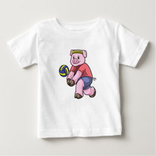 Pig at Sports with Volleyball Baby T-Shirt