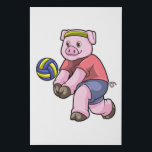 Pig at Sports with Volleyball Faux Canvas Print<br><div class="desc">This design is the perfect gift for a birthday,  Christmas and other celebrations. It is suitable for women,  men and kids.</div>