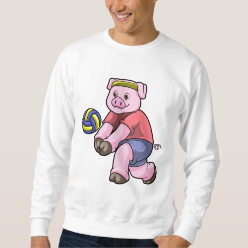 Pig at Sports with Volleyball Sweatshirt