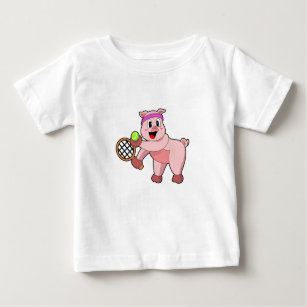 Pig at Tennis with Tennis racket Baby T-Shirt