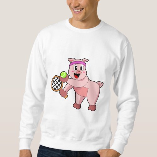 Pig at Tennis with Tennis racket Sweatshirt