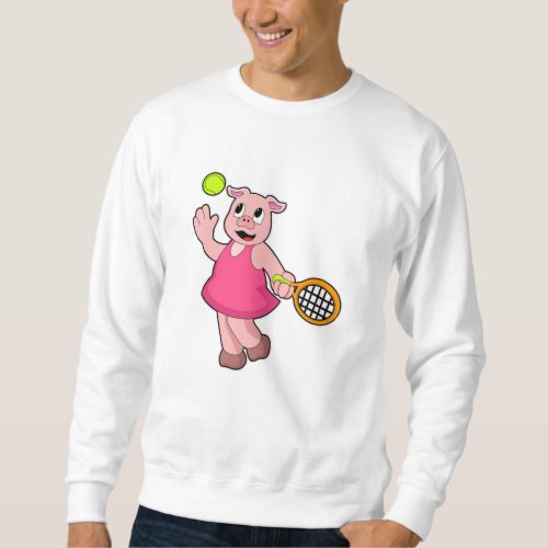 Pig at Tennis with Tennis racket Sweatshirt