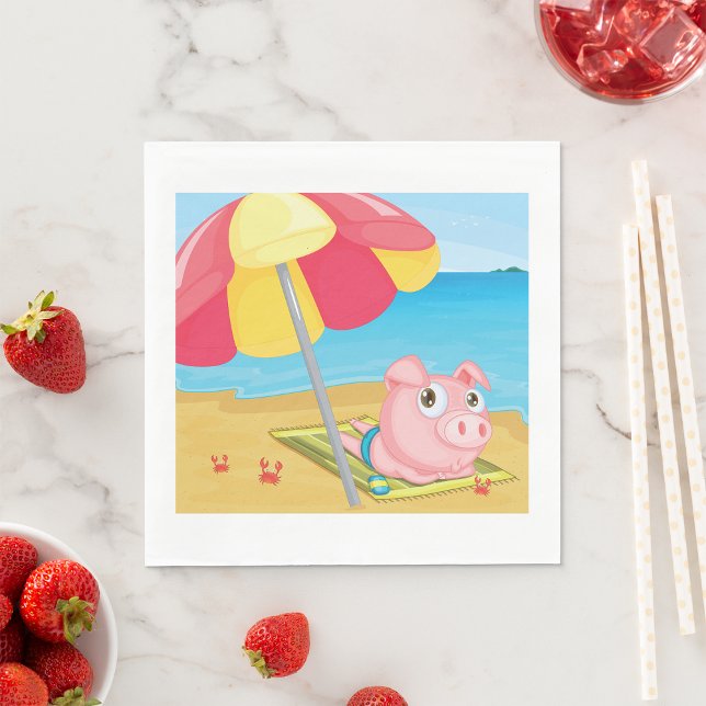 Pig At The Beach Paper Napkins (Creator Uploaded)