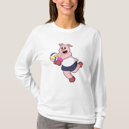 Pig at Volleyball Sports T_Shirt