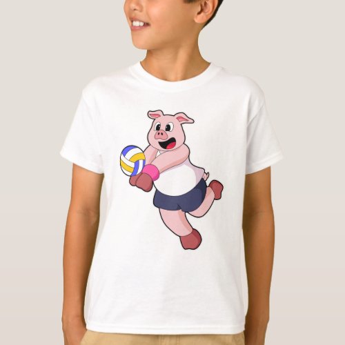 Pig at Volleyball Sports T_Shirt