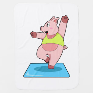 Pig at Yoga Fitness Baby Blanket