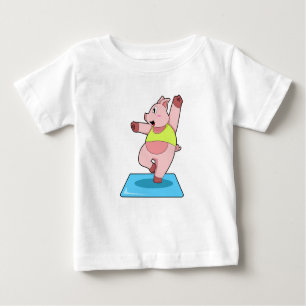 Pig at Yoga Fitness Baby T-Shirt