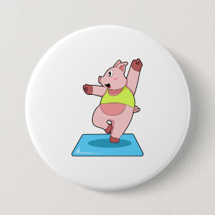 Pig at Yoga Fitness Button