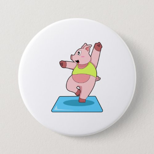 Pig at Yoga Fitness Button