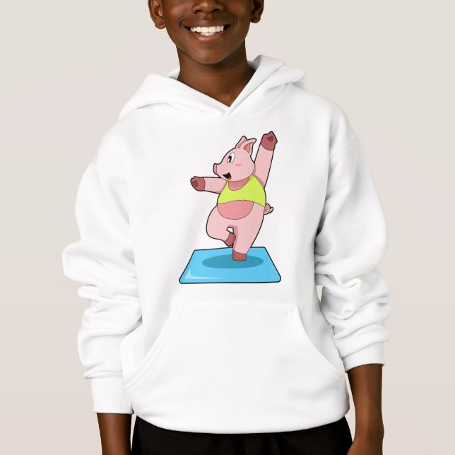 Pig at Yoga Fitness Hoodie (Front)
