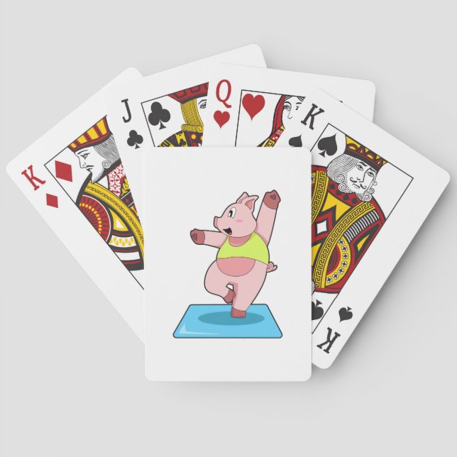Pig at Yoga Fitness Poker Cards (Back)