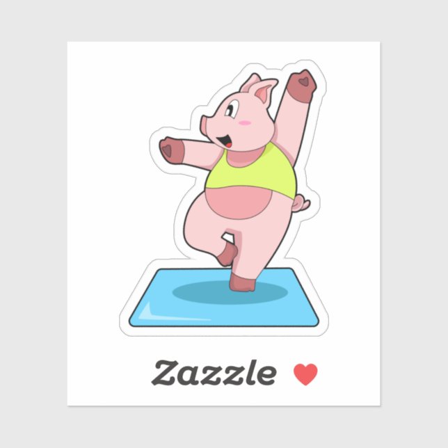 Pig at Yoga Fitness Sticker (Sheet)