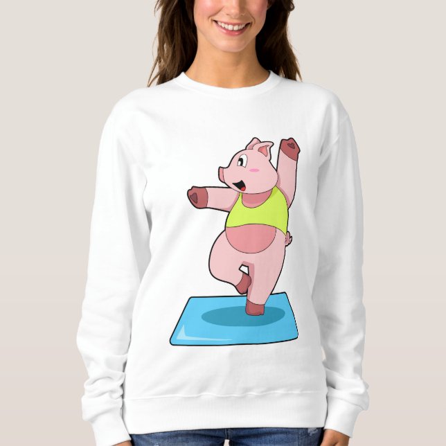 Pig at Yoga Fitness Sweatshirt (Front)