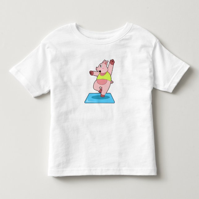 Pig at Yoga Fitness Toddler T-shirt (Front)