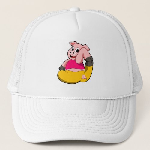 Pig at Yoga funny Trucker Hat