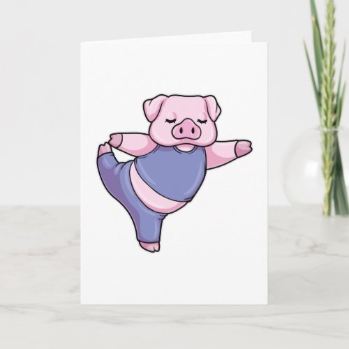 Pig at Yoga Stretching Legs Card